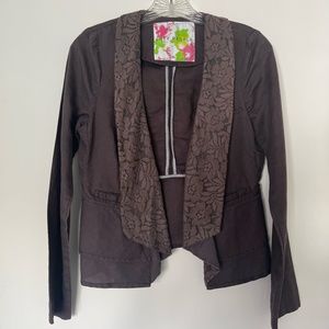 Free People Linen Blend Gray Jacket, Size 0